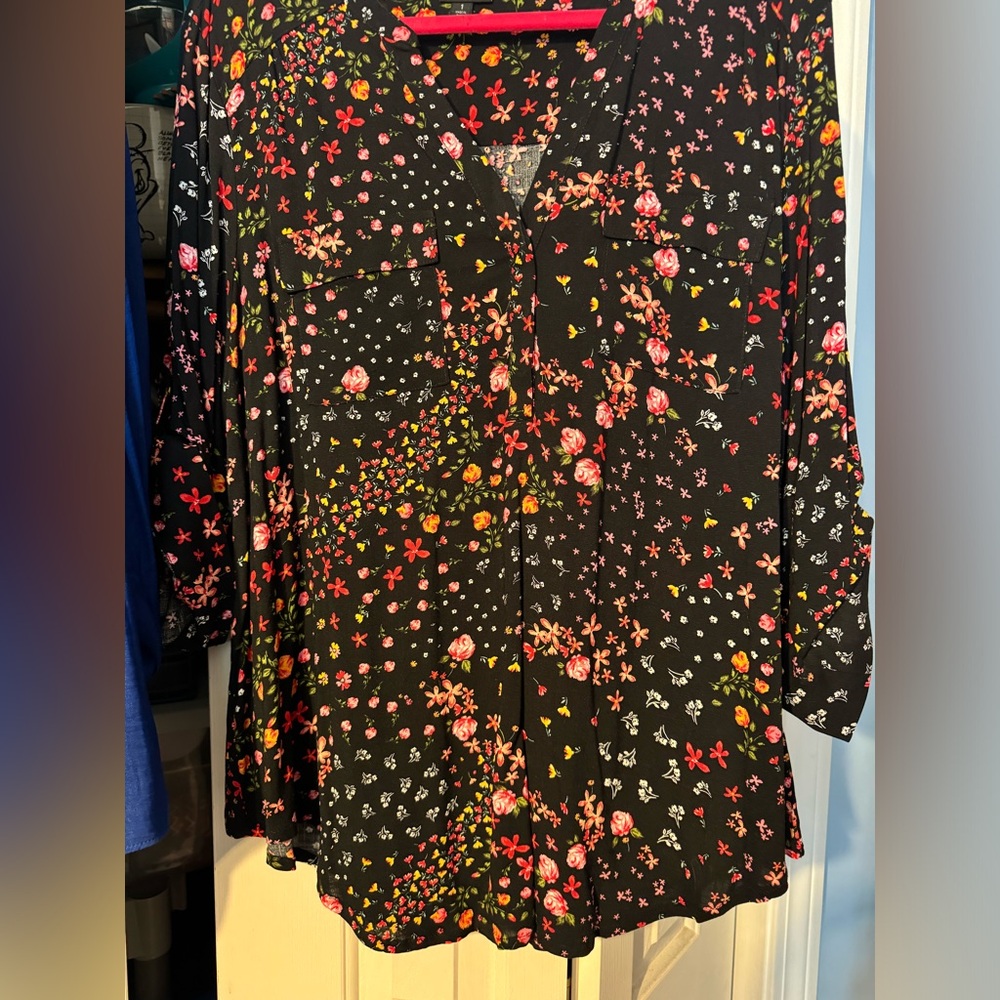 Torrid Harper Floral 3/4 Sleeve Blouse Size 1